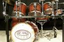 African Bubinga Drum Set, Black Nickel, Vintage Chrome, Hand Rubbed Finish